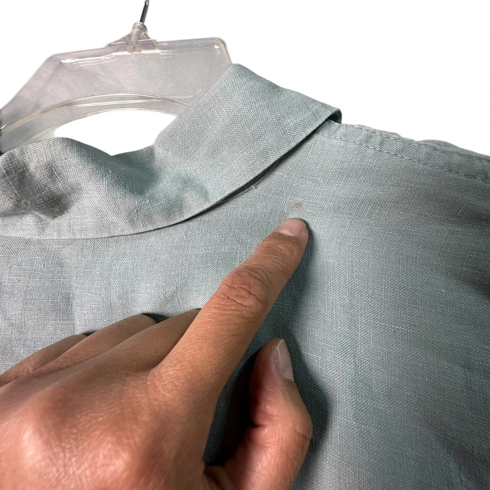 Bruno Mens 100%‎ Linen Short Sleeve Button Down Shirt Sage Green Relaxed Medium